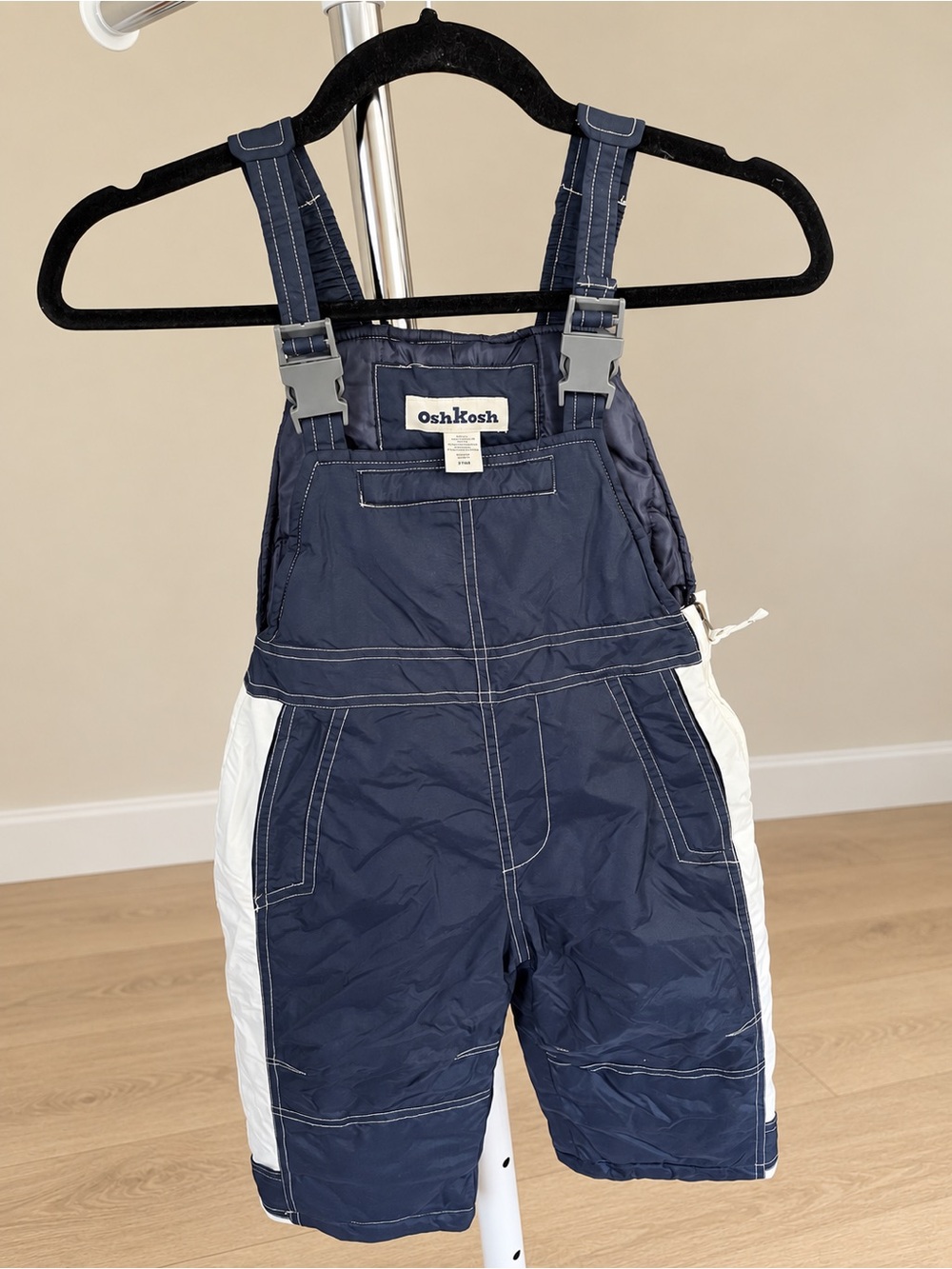 OshKosh B'gosh Navy and White Kids Snow Overalls Vintage